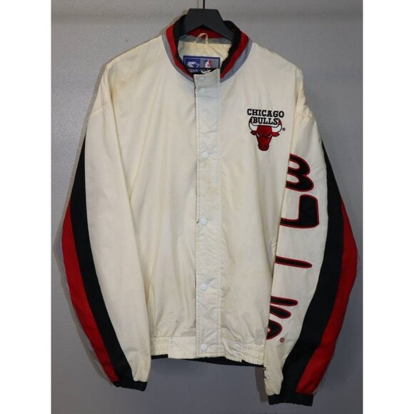 90s Starter Chicago Bulls Windbreaker Men's L White NBA Vtg Jacket 90s